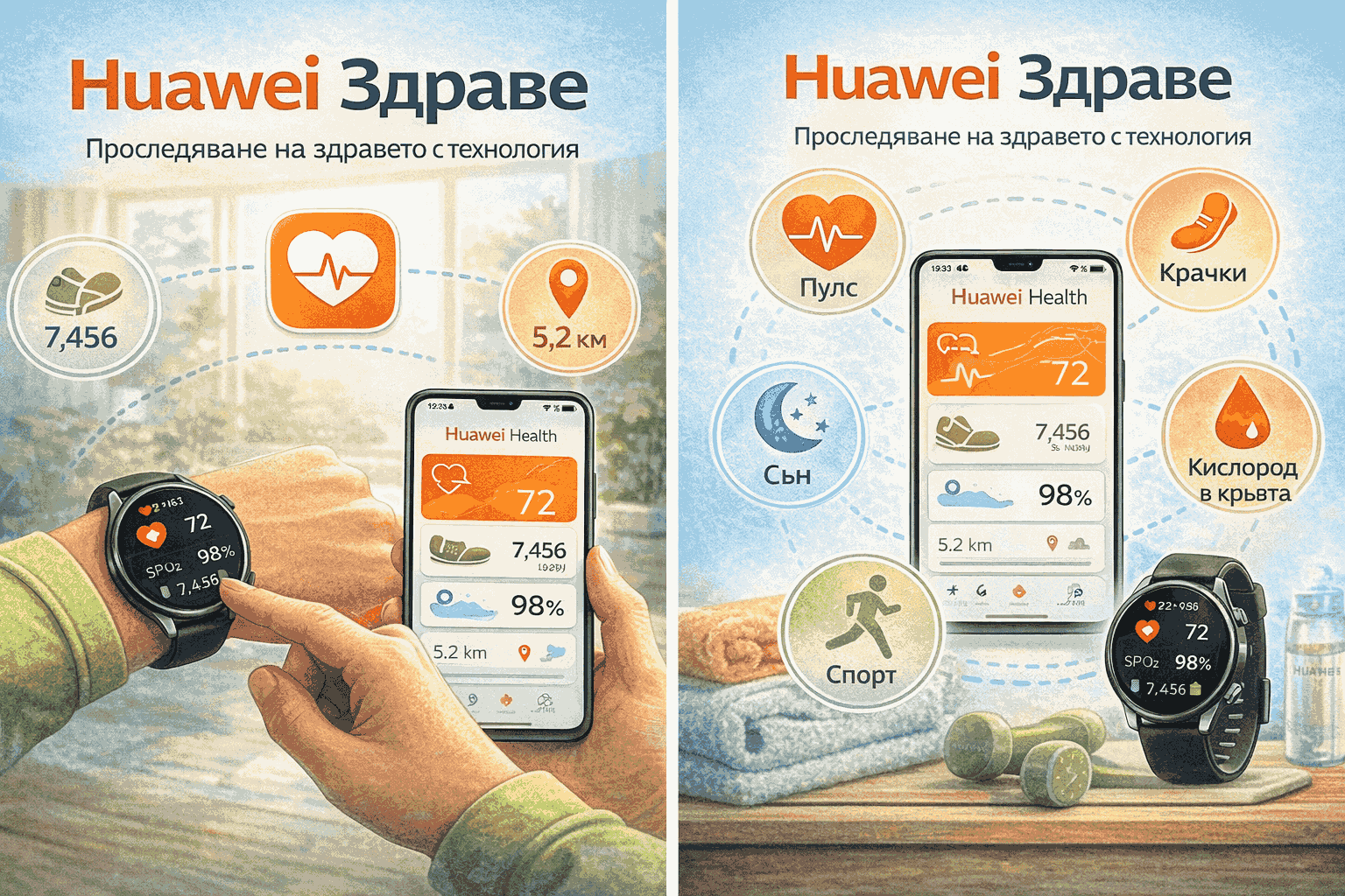 Мониторинг на здравето 24/7! Функциите на Huawei здраве